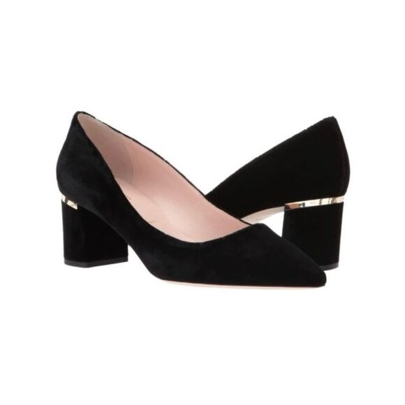 kate spade new york Women's 9 1/2 Dolores Too Suede Block Heel Pumps - Picture 2 of 16